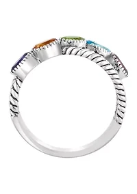 Amethyst, Blue Topaz, Citrine, Pink Tourmaline, and Peridot Ring in Sterling Silver