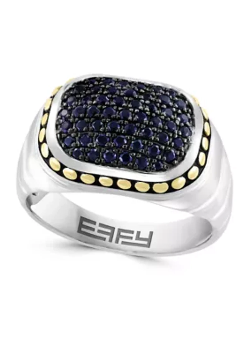 Sterling Silver Black Sapphire Men's Ring
