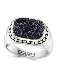 Sterling Silver Black Sapphire Men's Ring