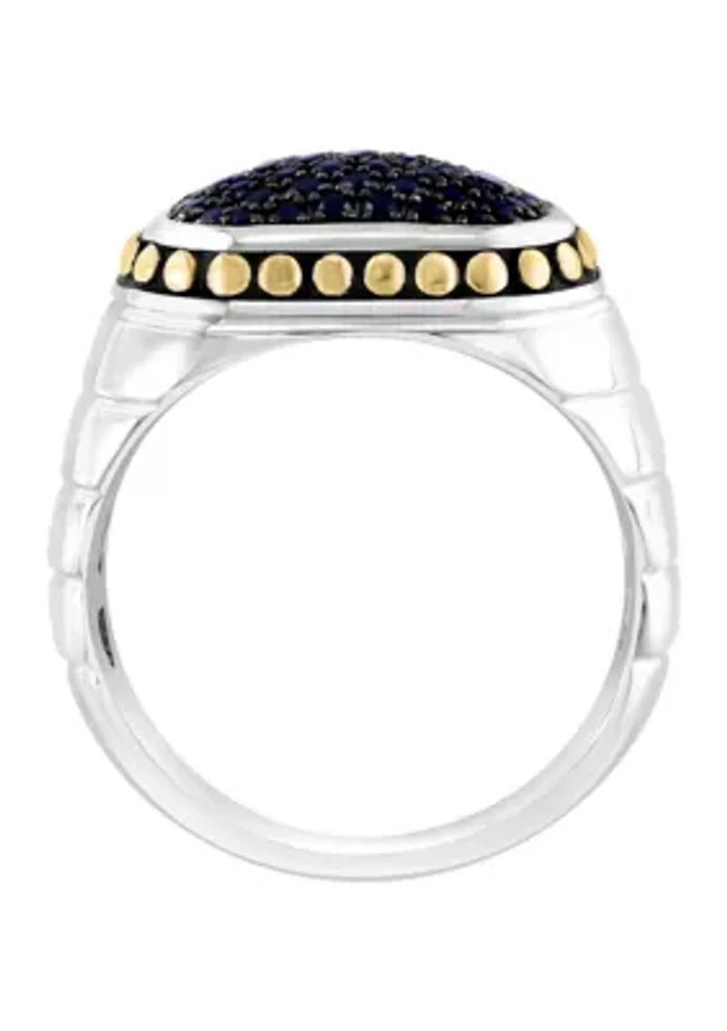 Sterling Silver Black Sapphire Men's Ring