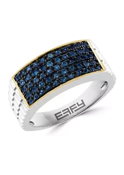 Men's Blue Topaz Ring in Sterling Silver