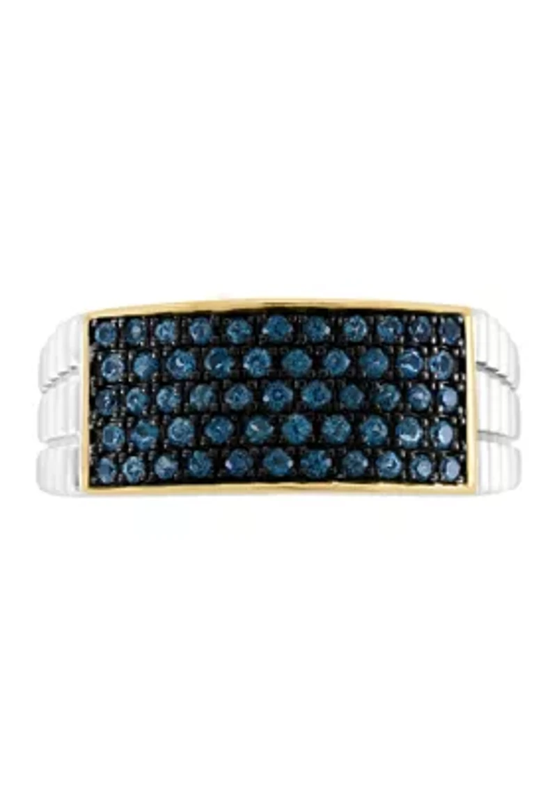 Men's Blue Topaz Ring in Sterling Silver