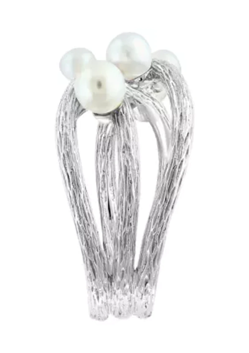 Freshwater Interlock Pearl Ring in Sterling Silver
