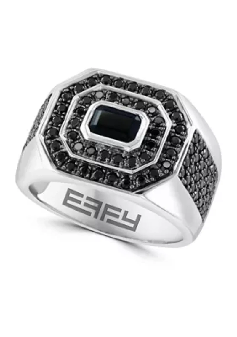 Men's Black Spinel Ring in Sterling Silver