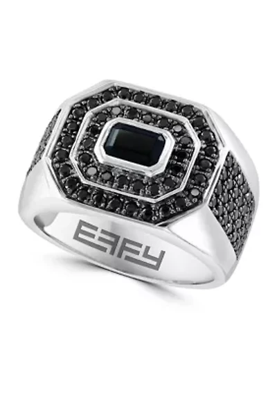 Men's Black Spinel Ring in Sterling Silver