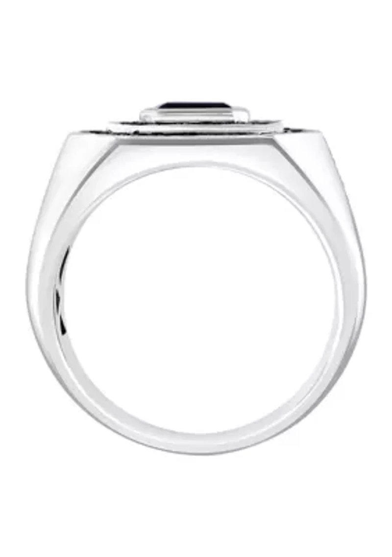 Men's Black Spinel Ring in Sterling Silver