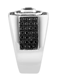 Men's Black Spinel Ring in Sterling Silver