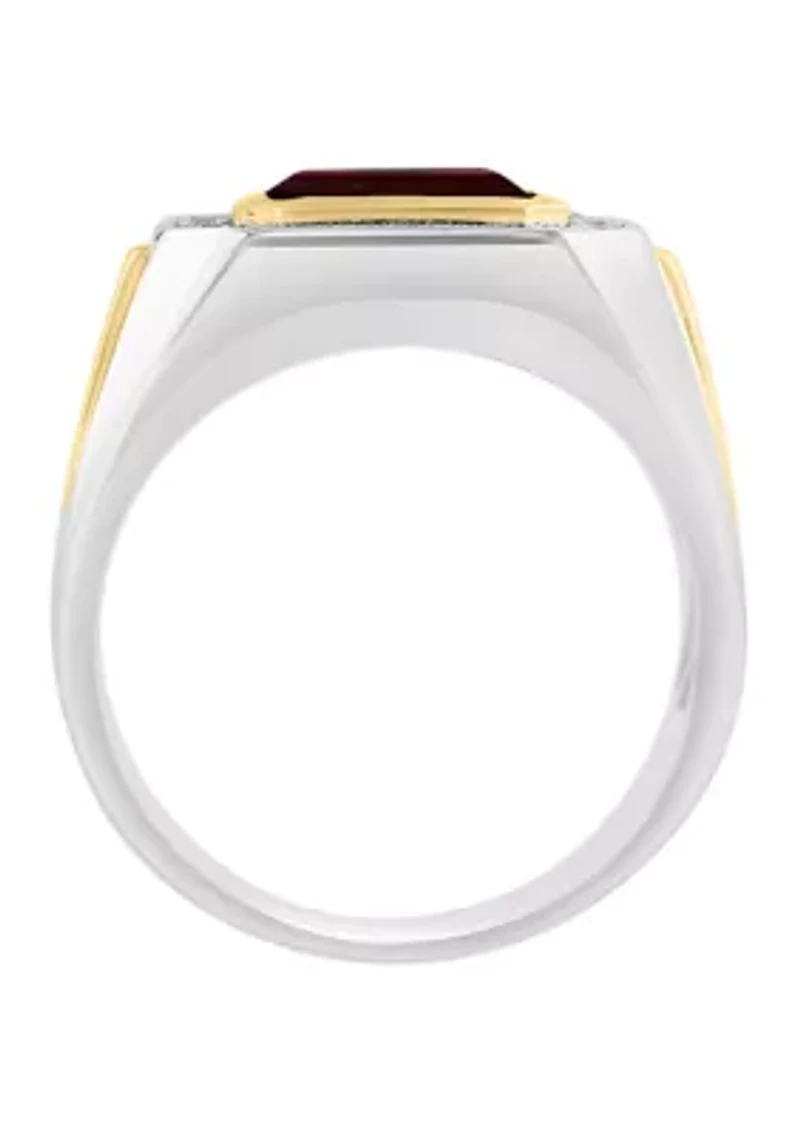 White Topaz and Garnet Ring in Gold Over Sterling Silver
