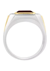 White Topaz and Garnet Ring in Gold Over Sterling Silver