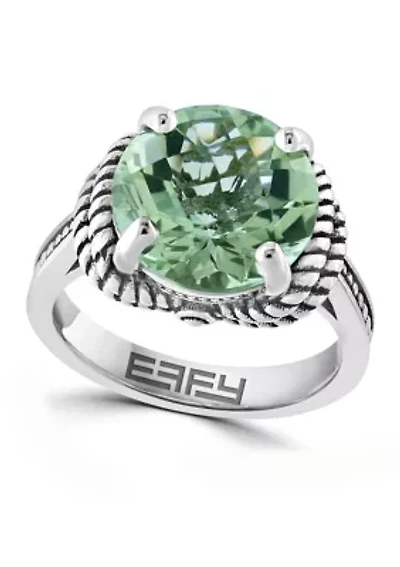 Green Cable Amethyst Ring in Sterling Silver