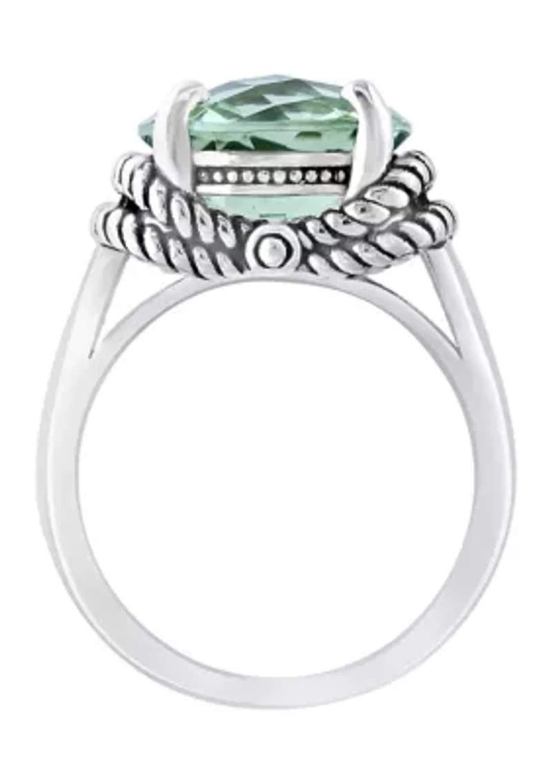 Green Cable Amethyst Ring in Sterling Silver