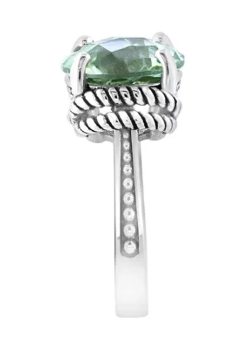Green Cable Amethyst Ring in Sterling Silver