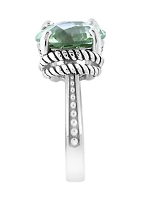 Green Cable Amethyst Ring in Sterling Silver