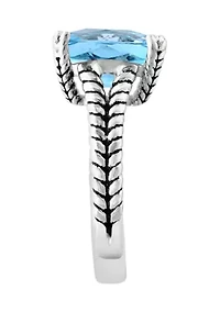 Blue Topaz Cable Ring in Sterling Silver