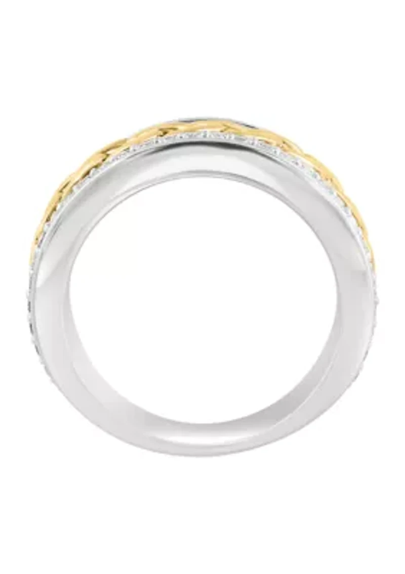 Men's White Sapphire Ring in Gold Over Sterling Silver