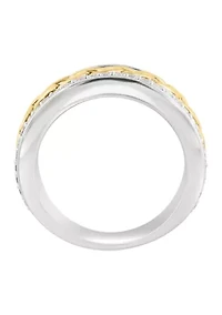 Men's White Sapphire Ring in Gold Over Sterling Silver