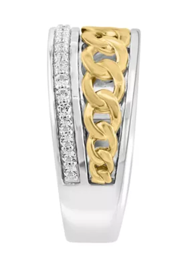 Men's White Sapphire Ring in Gold Over Sterling Silver