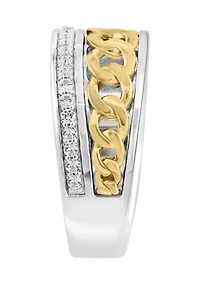 Men's White Sapphire Ring in Gold Over Sterling Silver