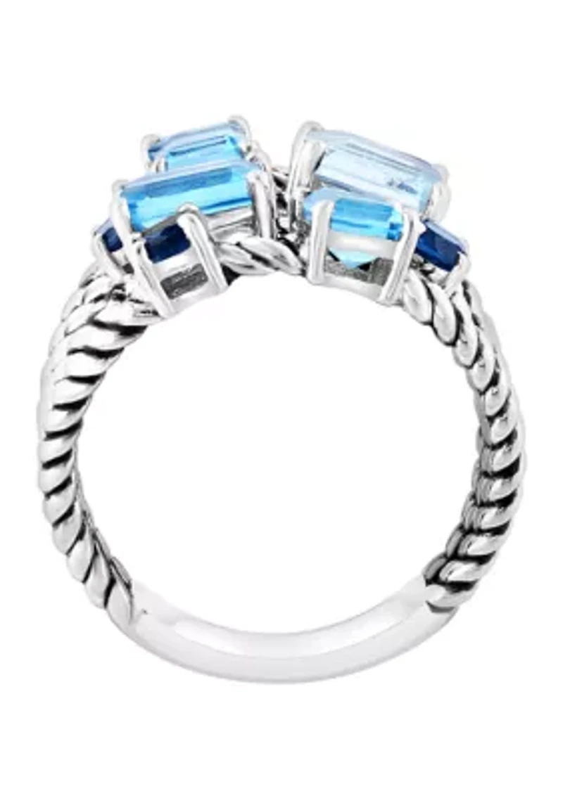 Blue Topaz, London Blue Topaz, Sky Blue Topaz Cable Ring in Sterling Silver