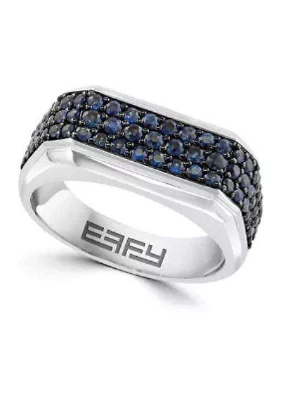 Men's Sapphire Ring in Sterling Silver