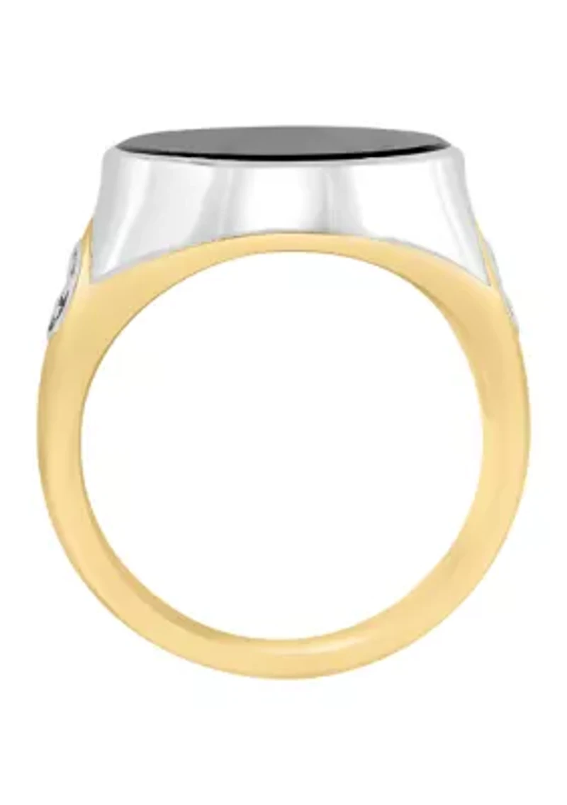 Men's Onyx Ring in Gold over Sterling Silver