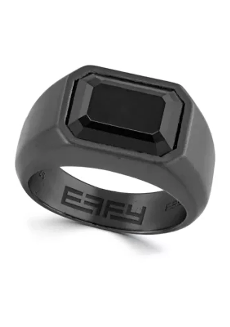 Men's Sterling Silver Black Rhodium Onyx Ring