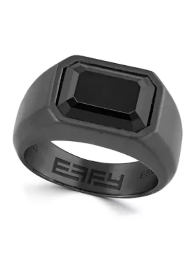 Men's Sterling Silver Black Rhodium Onyx Ring 