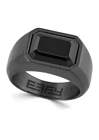 Men's Sterling Silver Black Rhodium Onyx Ring 