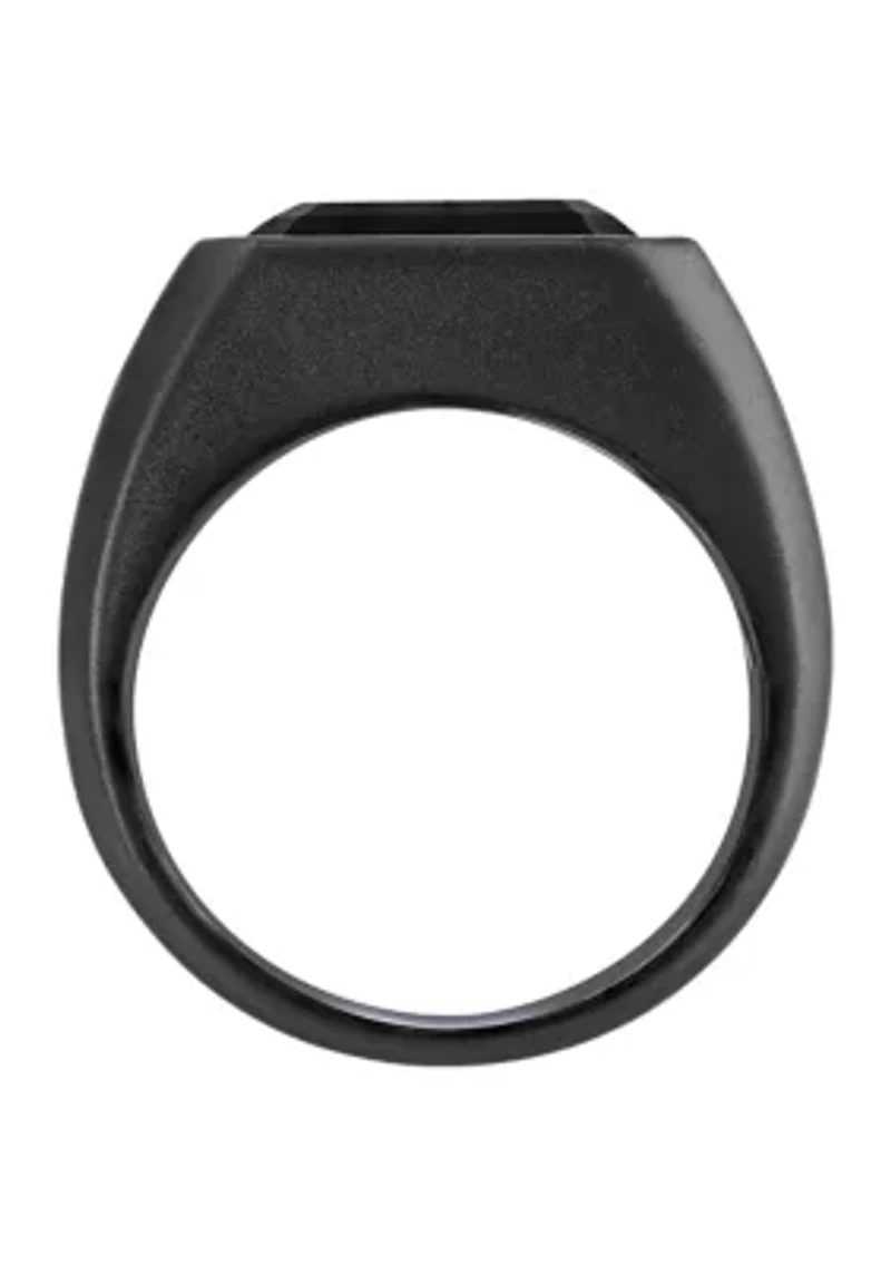 Men's Sterling Silver Black Rhodium Onyx Ring 