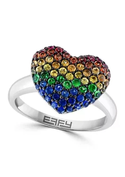 Mixed Sapphire and Tsavorite Ring in Sterling Silver