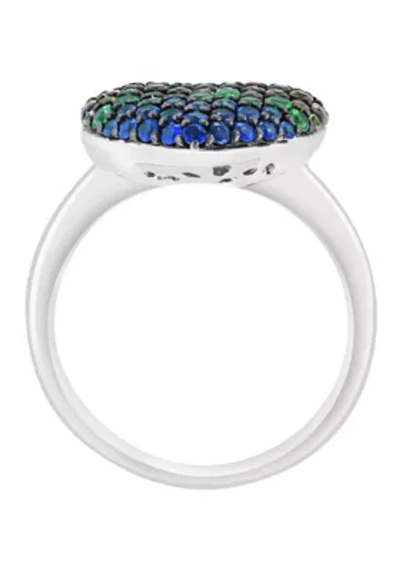 Mixed Sapphire and Tsavorite Ring in Sterling Silver