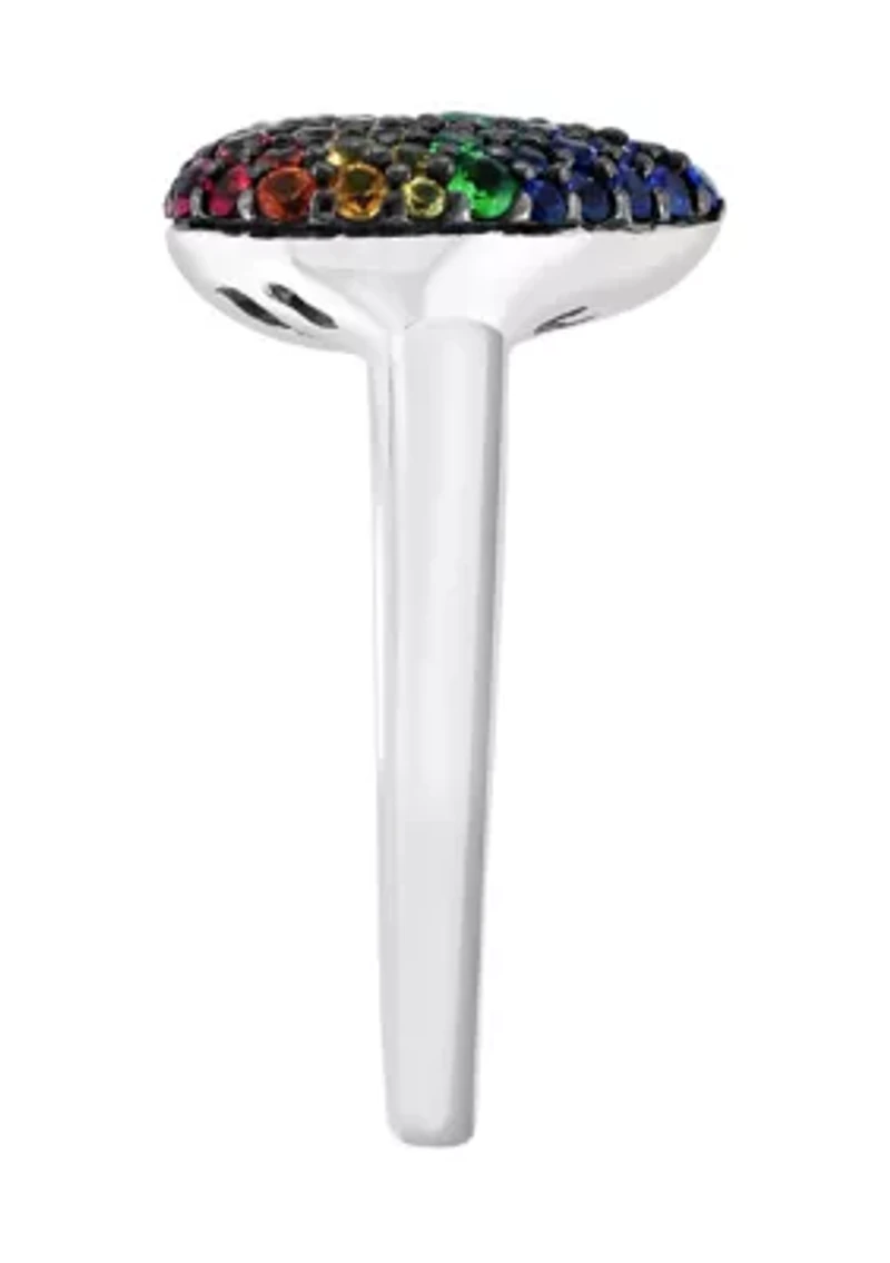 Mixed Sapphire and Tsavorite Ring in Sterling Silver