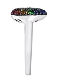 Mixed Sapphire and Tsavorite Ring in Sterling Silver