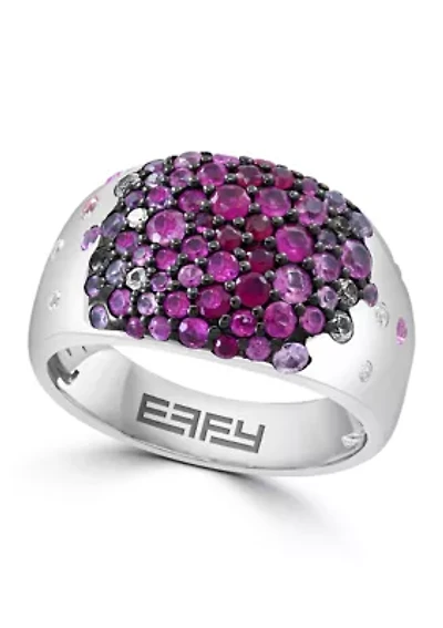 Ruby, Pink Sapphire, White Sapphire Ring in Sterling Silver