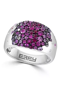 Ruby, Pink Sapphire, White Sapphire Ring in Sterling Silver
