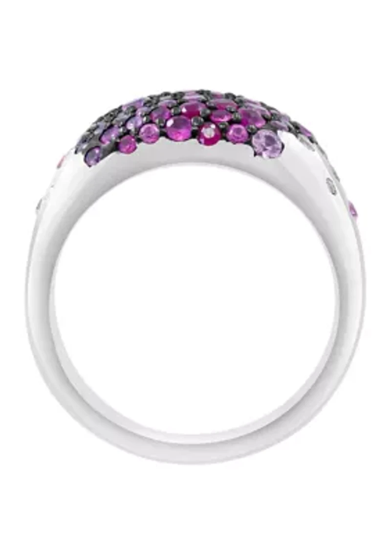 Ruby, Pink Sapphire, White Sapphire Ring in Sterling Silver