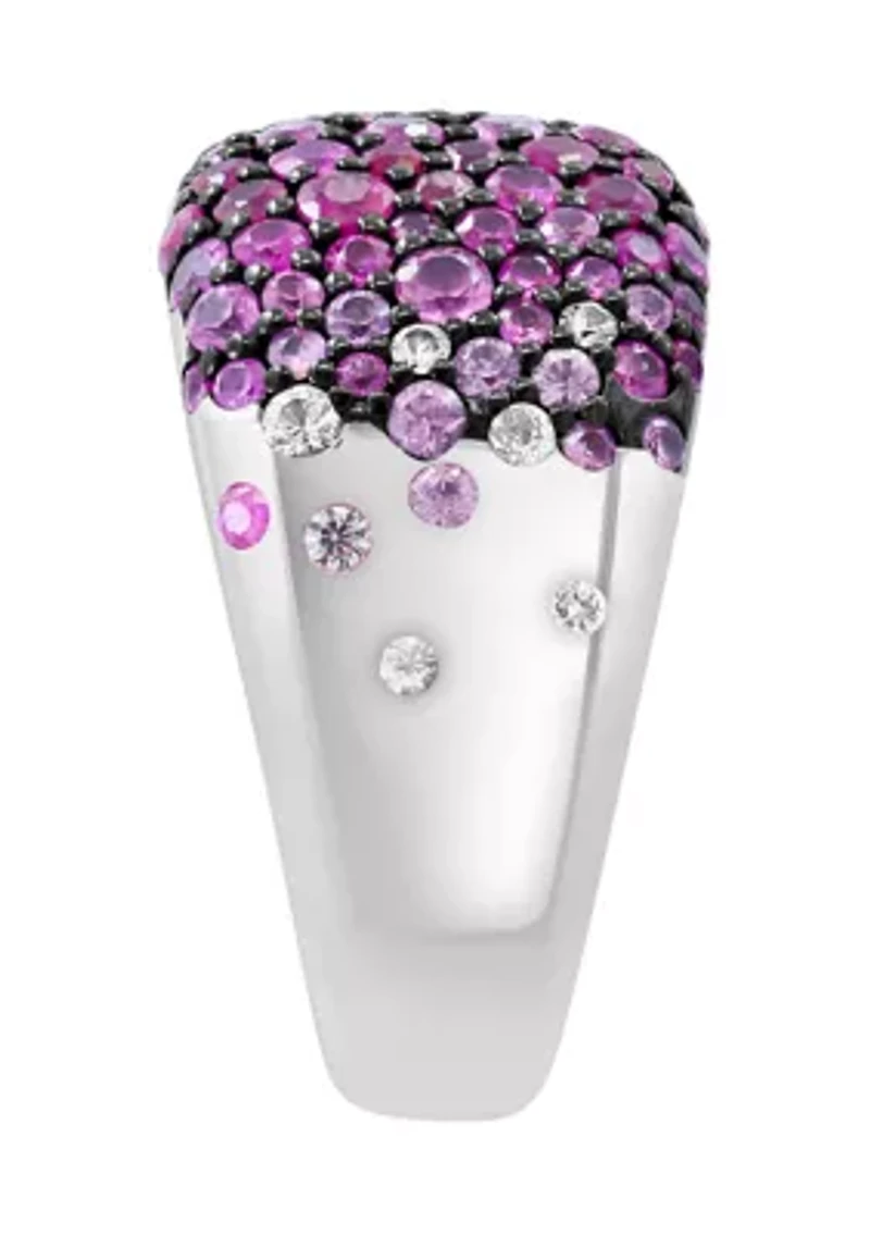 Ruby, Pink Sapphire, White Sapphire Ring in Sterling Silver