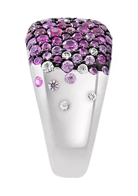 Ruby, Pink Sapphire, White Sapphire Ring in Sterling Silver