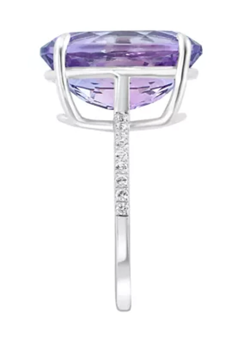 Sterling Silver, Amethyst, White Sapphire Ring 