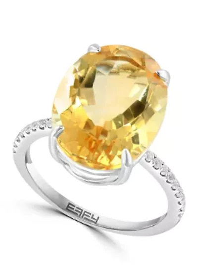 9.2 ct. t.w. Citrine and White Sapphire Ring in Sterling Silver