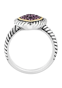 Pink Sapphire Teardrop Ring in Sterling Silver and Gold Plated Metal