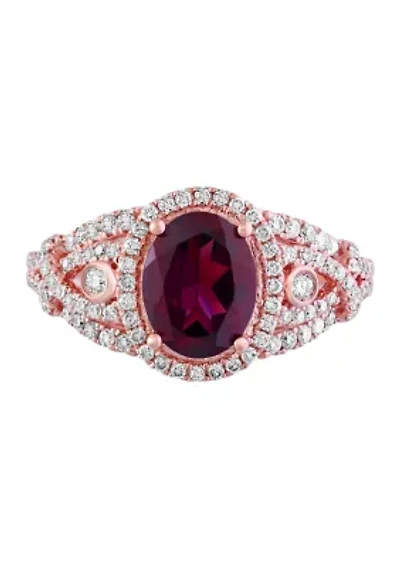 1/2 ct. t.w. Diamond and 2.3 ct. t.w. Rhodolite Ring in 14K Rose Gold