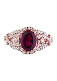 1/2 ct. t.w. Diamond and 2.3 ct. t.w. Rhodolite Ring in 14K Rose Gold