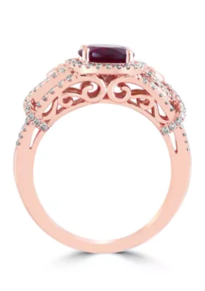 1/2 ct. t.w. Diamond and 2.3 ct. t.w. Rhodolite Ring in 14K Rose Gold