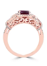 1/2 ct. t.w. Diamond and 2.3 ct. t.w. Rhodolite Ring in 14K Rose Gold