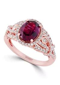 1/2 ct. t.w. Diamond and 2.3 ct. t.w. Rhodolite Ring in 14K Rose Gold