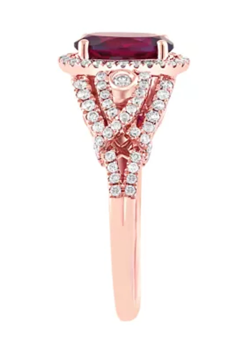 1/2 ct. t.w. Diamond and 2.3 ct. t.w. Rhodolite Ring in 14K Rose Gold