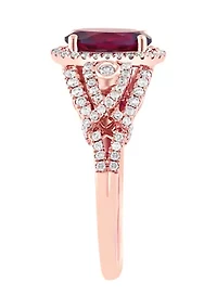 1/2 ct. t.w. Diamond and 2.3 ct. t.w. Rhodolite Ring in 14K Rose Gold