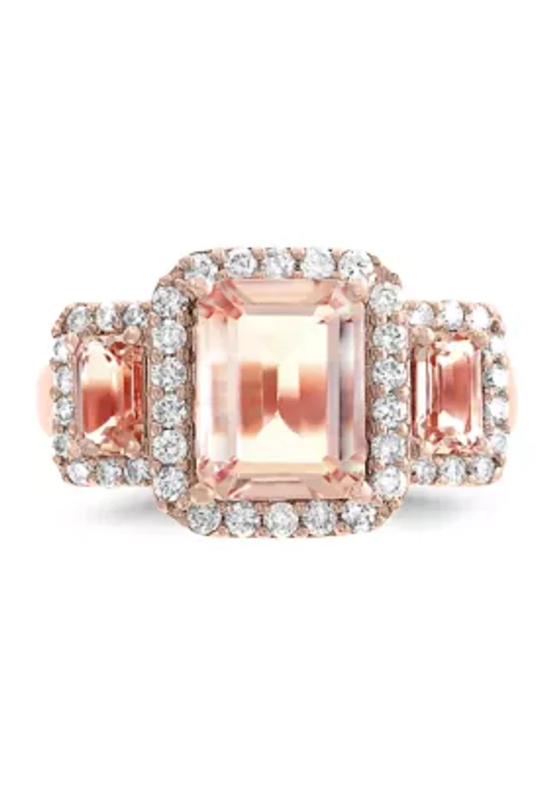 3/8 ct. t.w. Diamond and 2.42 ct. t.w. Morganite Ring in 14K Rose Gold