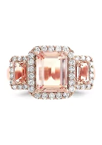 3/8 ct. t.w. Diamond and 2.42 ct. t.w. Morganite Ring in 14K Rose Gold